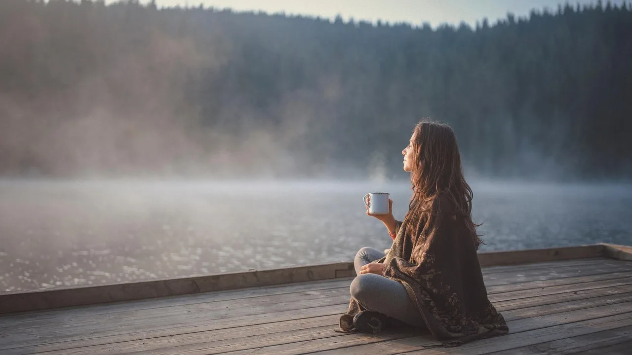 woman, morning, lake, relaxing, nature, mountain, coffee, fog, mindfulness, mindfulness, mindfulness, mindfulness, mindfulness, mindfulness. How to pace retreat logistics so the trip never feels rushed